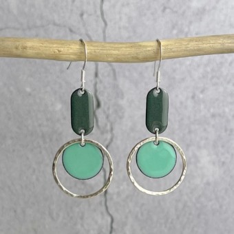 Handcrafted Scottish jewellery - Geo Hoop drop earrings